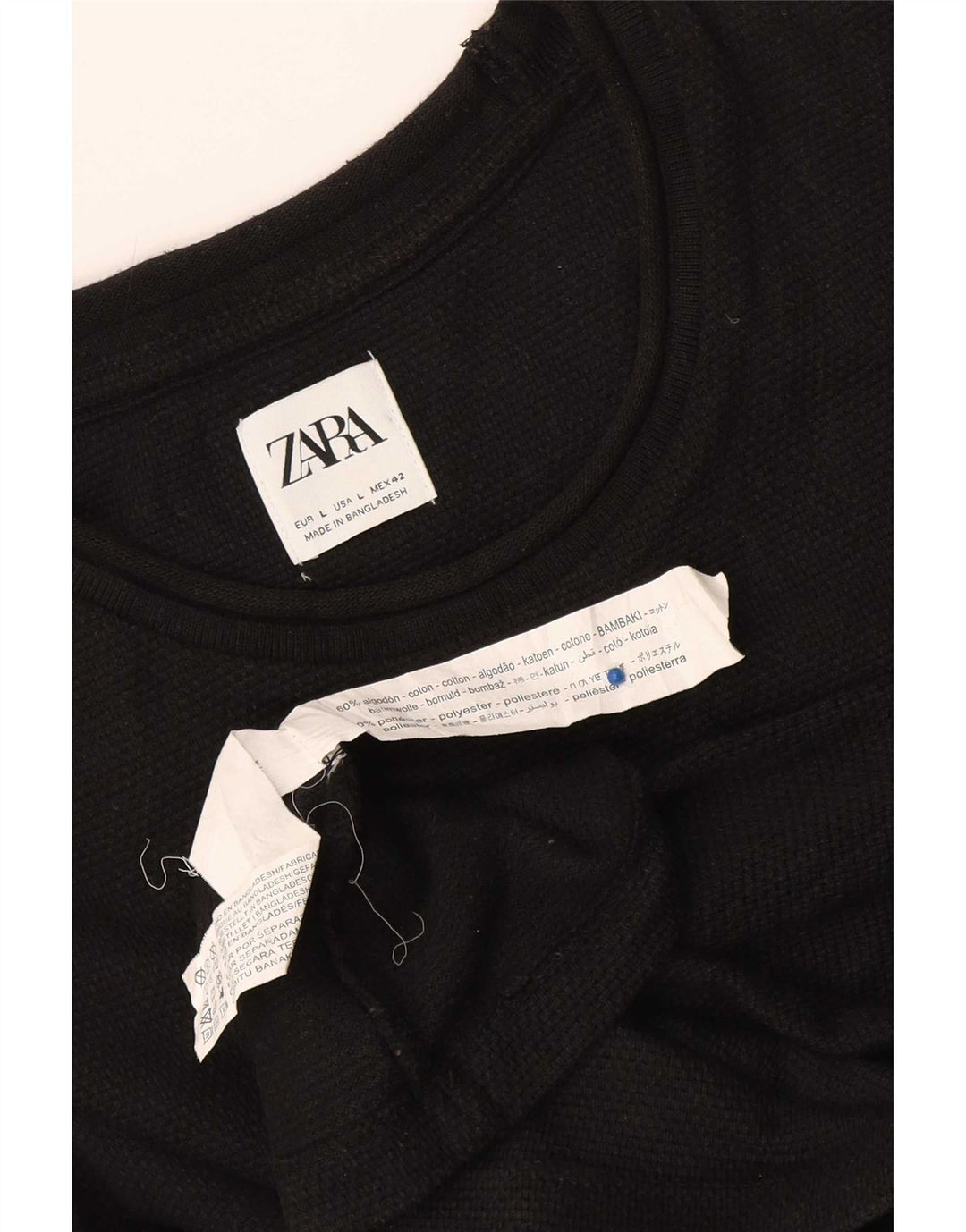 Top Zara da uomo a maniche lunghe grande in cotone nero