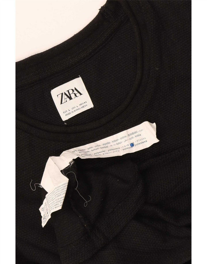 Top Zara da uomo a maniche lunghe grande in cotone nero