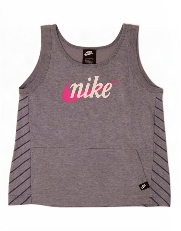 Canotta grafica Nike per ragazze 13-14 anni XL in cotone screziato blu