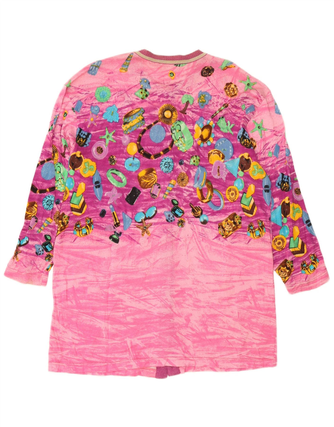 Le Bambole Maglione cardigan lungo da donna con motivo astratto IT 48 XL Rosa