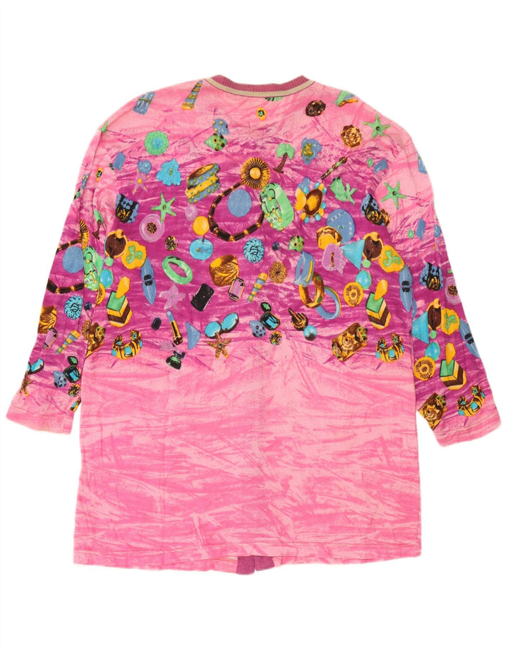 Le Bambole Maglione cardigan lungo da donna con motivo astratto IT 48 XL Rosa
