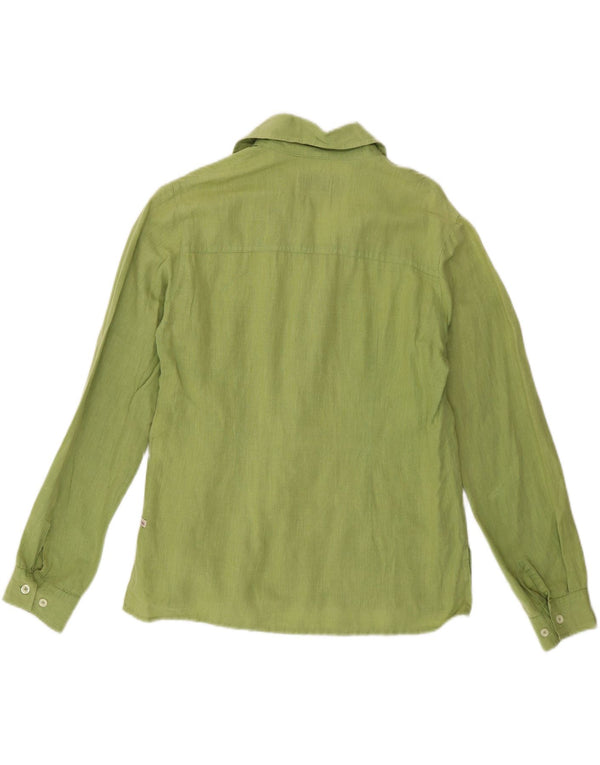 Camicia slim fit da donna Marlboro Classics UK 10 piccola lino verde