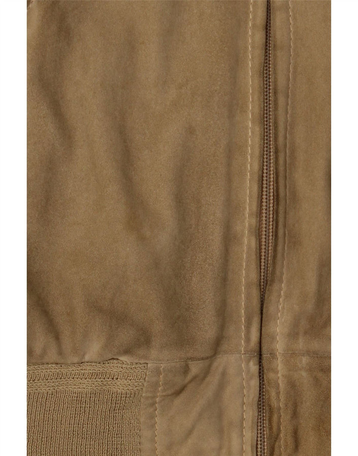 Giubbotto bomber in pelle scamosciata vintage da uomo UK 38 Beige medio