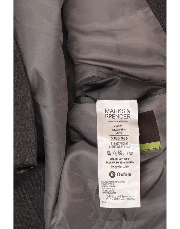 Giacca blazer a 2 bottoni Marks & Spencer da uomo UK 48 2XL poliestere grigio