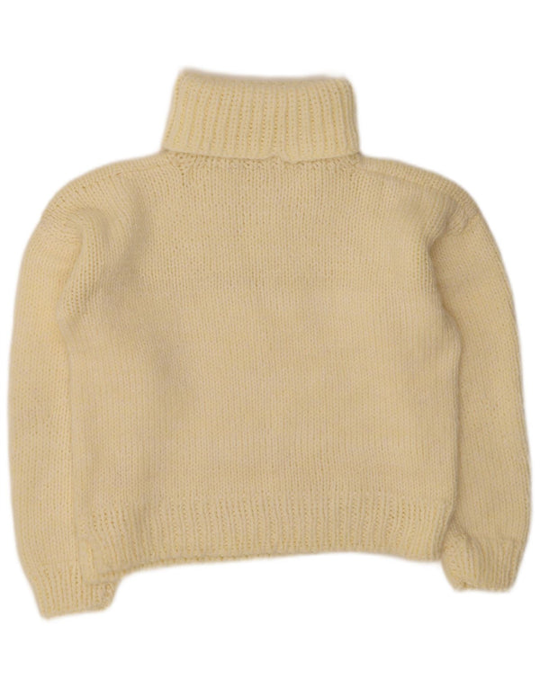 Maglione maglione vintage da donna con collo alto UK 14 giallo medio