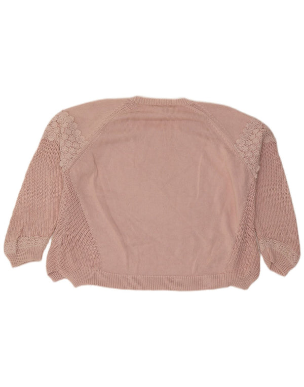 Maglione maglione con scollo a barca da donna Marks & Spencer UK 20 2XL Rosa floreale