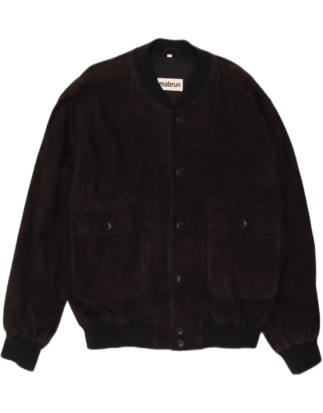 MABRUN Giubbotto bomber da uomo in pelle scamosciata IT 56 3XL Pelle nera