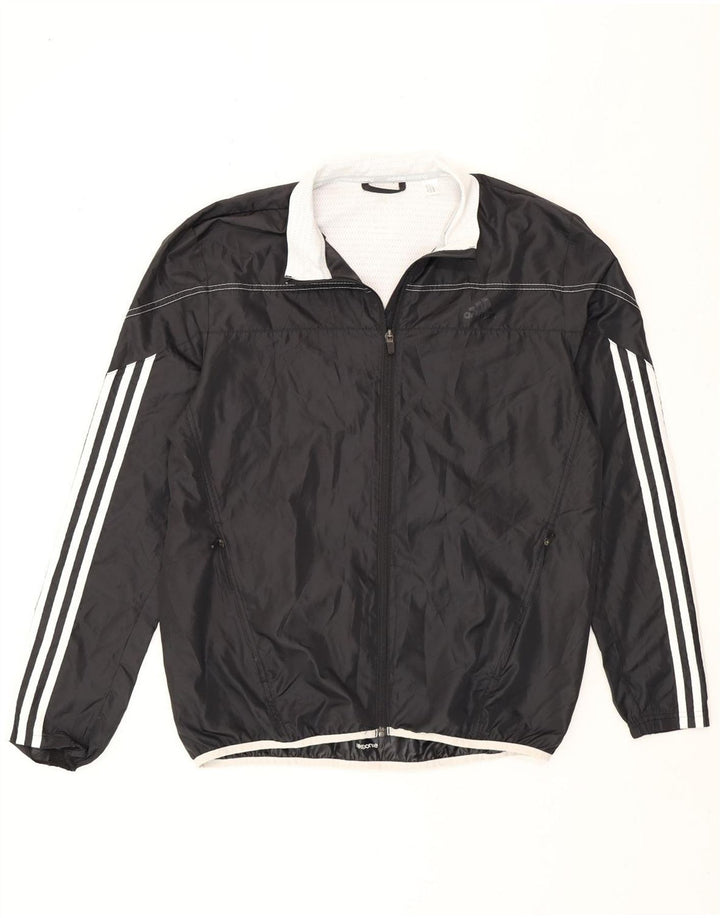 Giacca da ginnastica da uomo Adidas, giacca media, colore nero, in poliestere color block