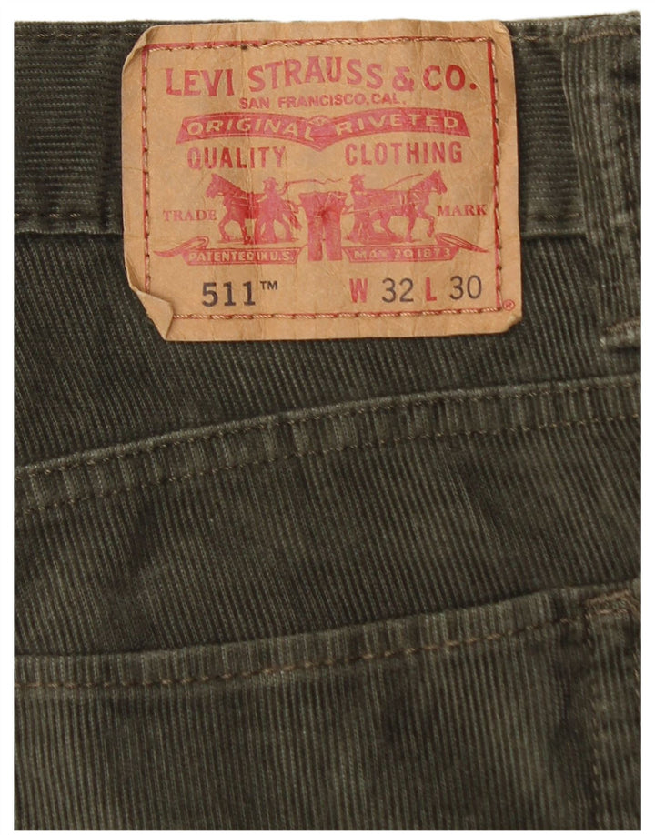 LEVI'S Pantaloni da uomo 511 slim in velluto a coste W32 L30 cotone kaki