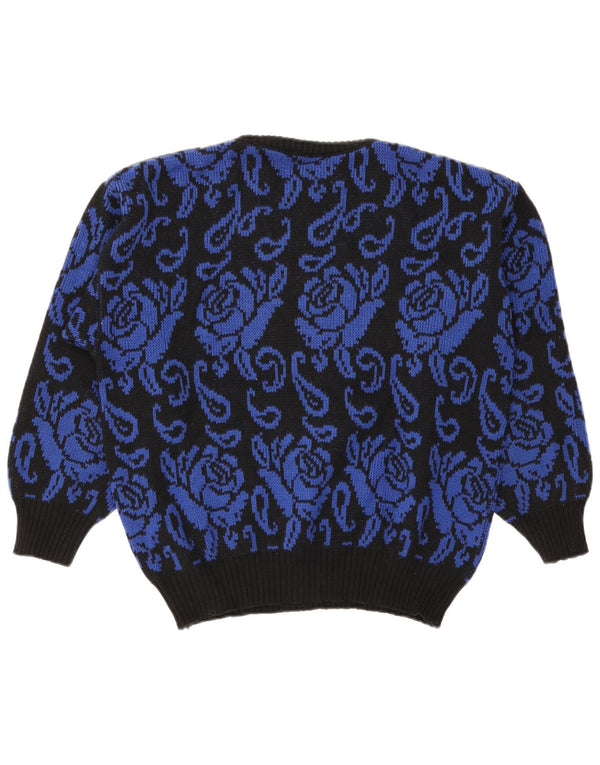 Maglione da donna oversize con scollo a barca S.Oliver UK 10 piccolo floreale nero