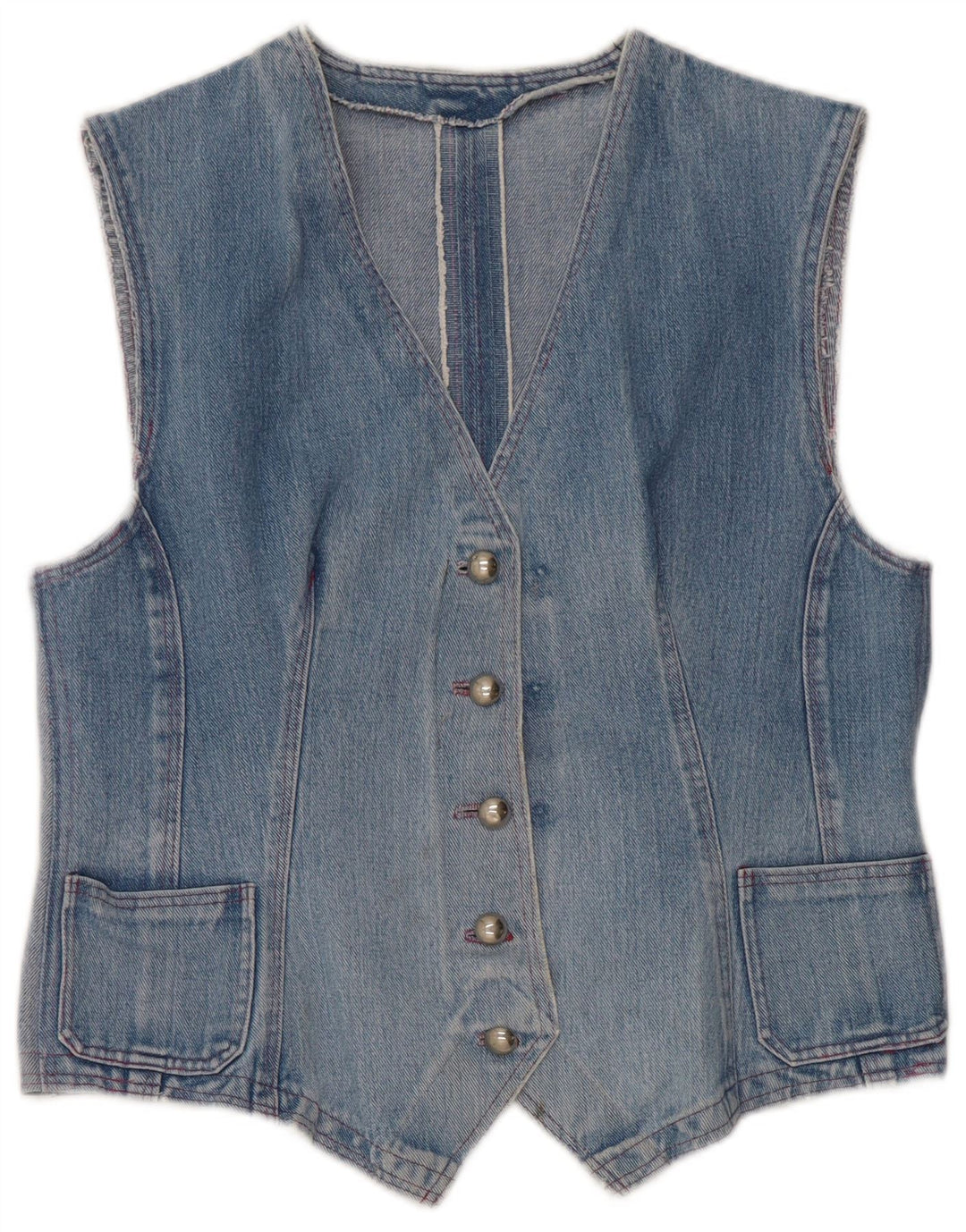 Gilet in denim vintage da donna UK 14 blu medio