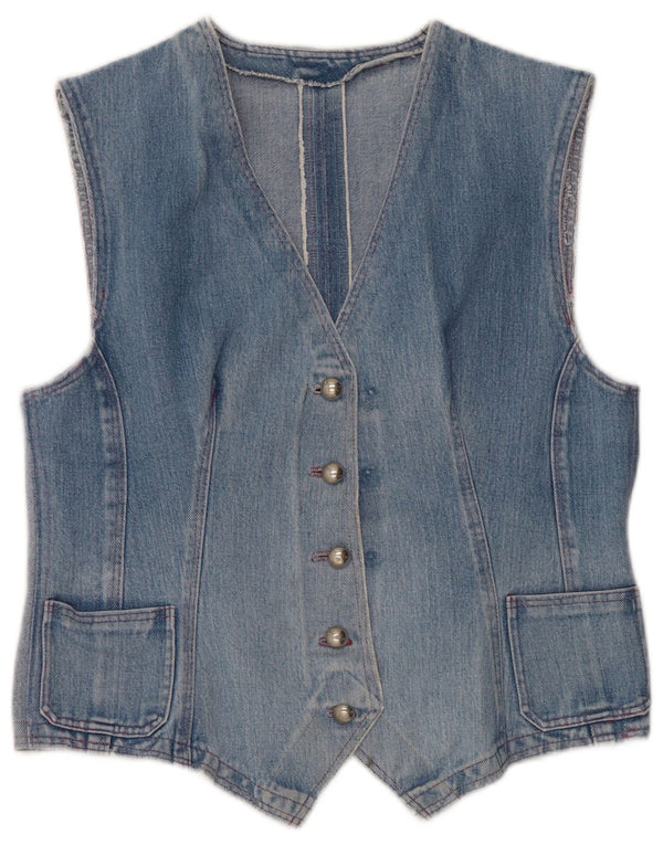 Gilet in denim vintage da donna UK 14 blu medio