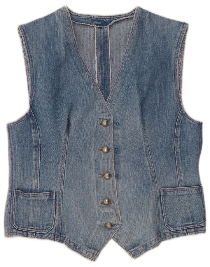 Gilet in denim vintage da donna UK 14 blu medio