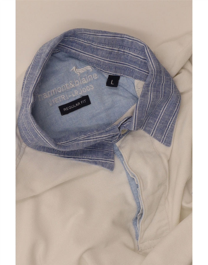 Polo da uomo dalla vestibilità regolare Harmont & Blaine, grande, bianca