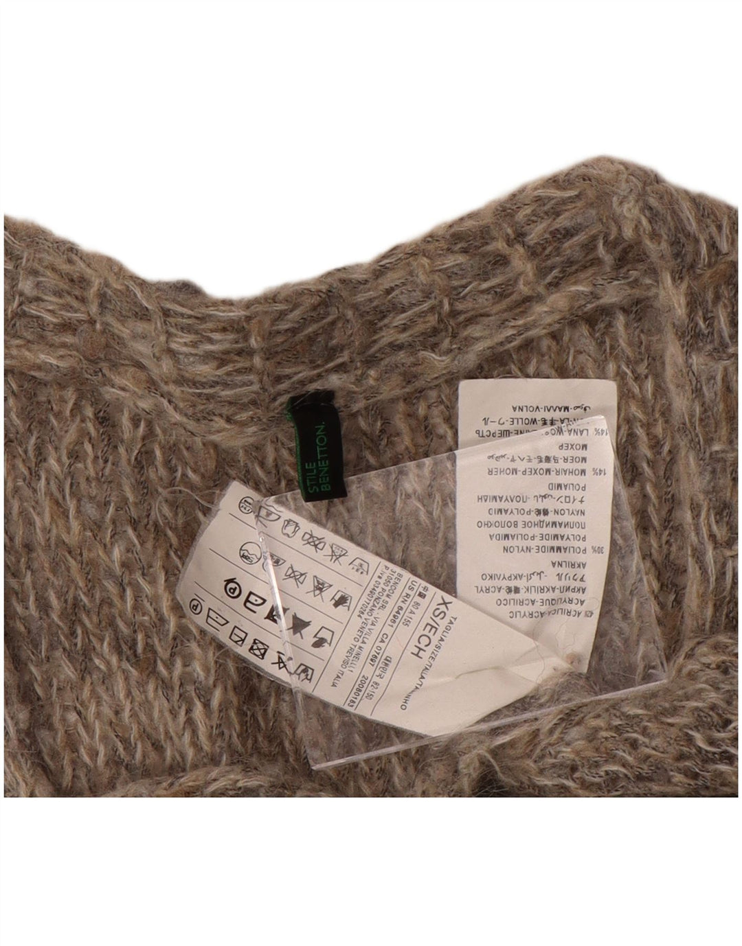 Maglione cardigan oversize da donna BENETTON UK 6 XS acrilico grigio