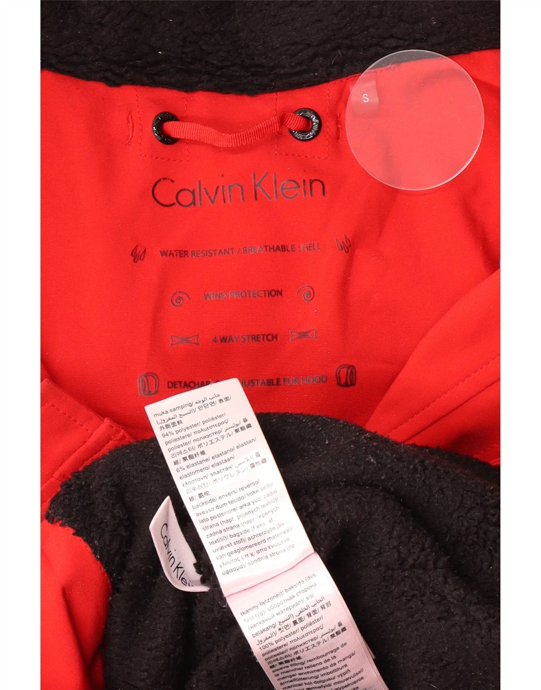 Giacca Parka con cappuccio da donna Calvin Klein UK 10 Small Rosso Poliestere