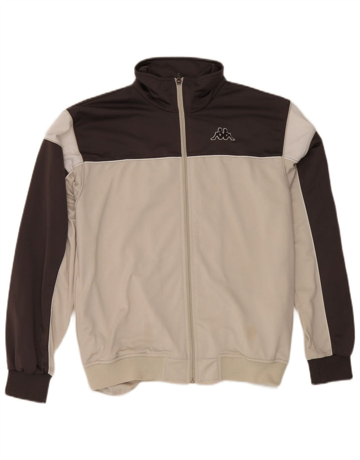Giacca da tuta da uomo Kappa Small in poliestere color block bianco sporco