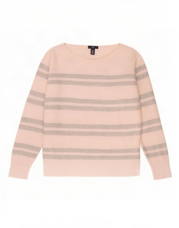 Maglione maglione con scollo a barca da donna Gap UK 14 Cotone a righe rosa medio