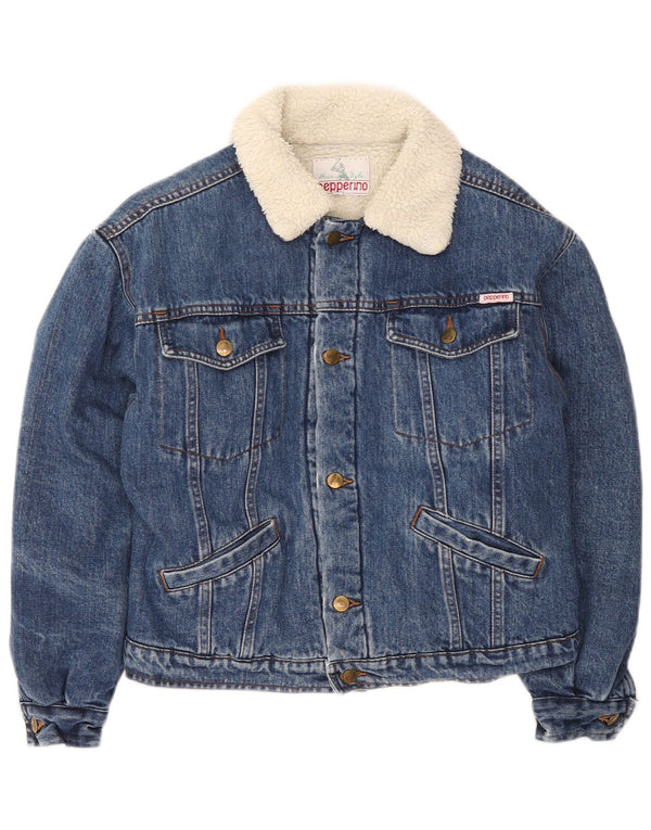 Pepperino Womens Crop Denim Sherpa Jacket UK 18 XL Blue
