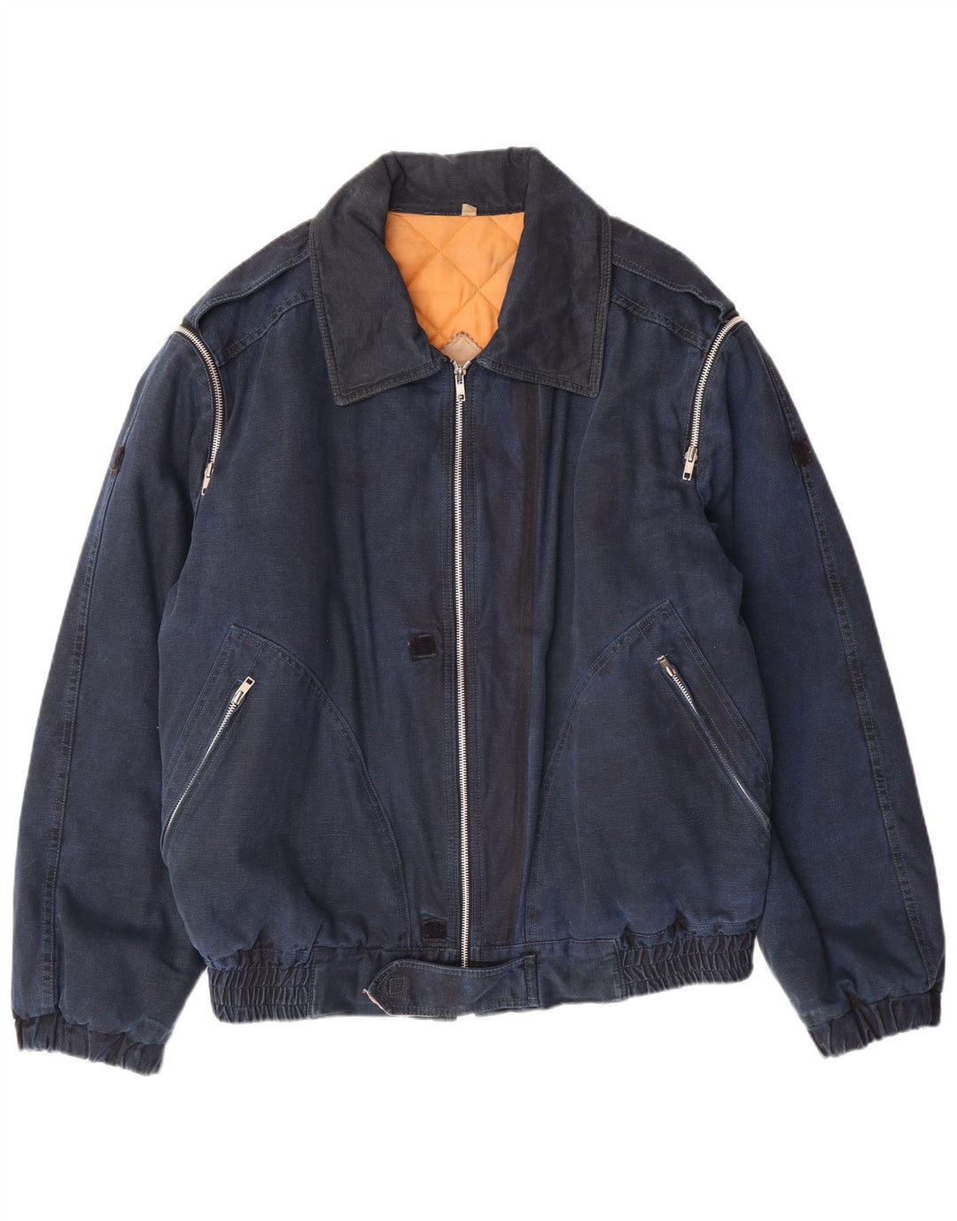 ENRICO COVERI Giacca imbottita militare denim da uomo IT 52 XL Blu Navy