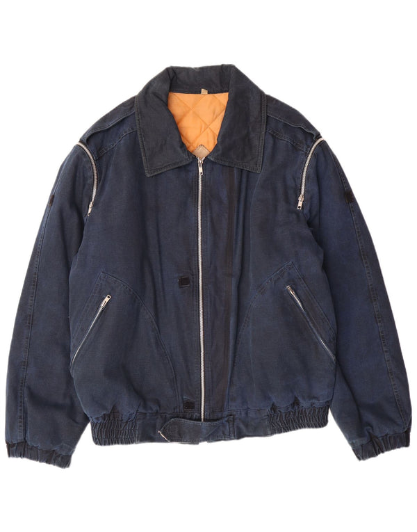 ENRICO COVERI Giacca imbottita militare denim da uomo IT 52 XL Blu Navy