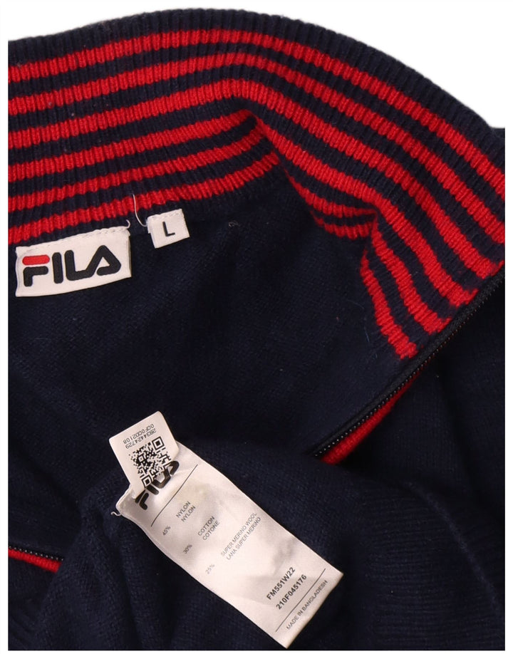 Maglione Fila da uomo con zip e collo, grande, in nylon blu navy