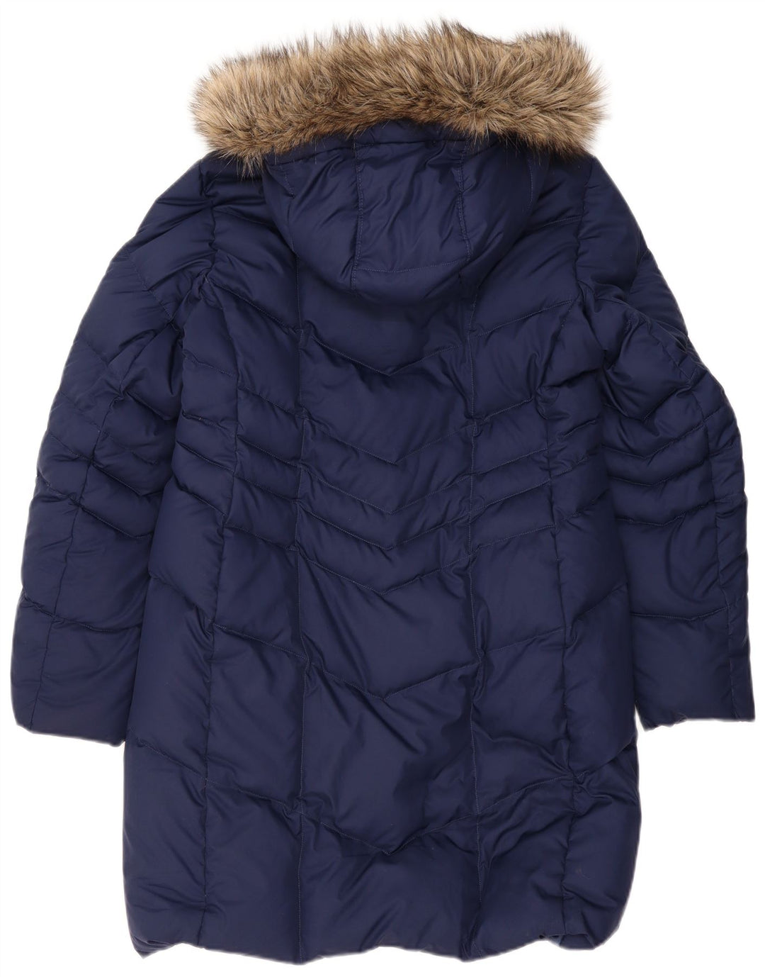 Cappotto imbottito con cappuccio da donna Lands End UK 14 poliestere medio blu navy