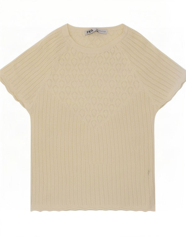 T-shirt da donna Zara Top UK 14 grande bianco sporco