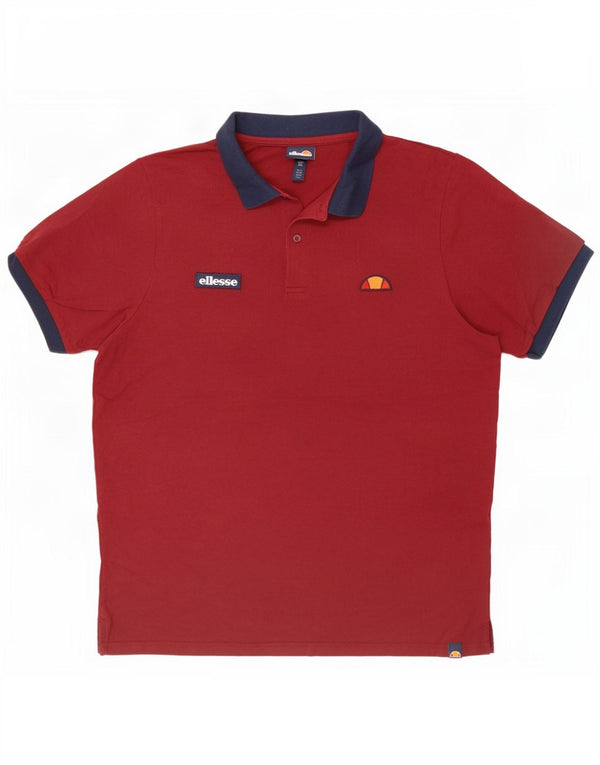 Polo da rugby da uomo Ellesse XL in cotone a righe marrone
