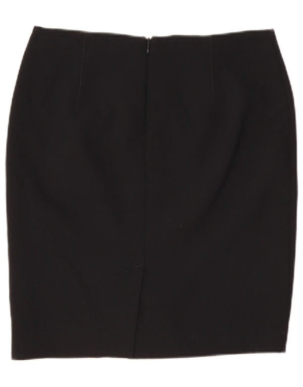 Gonna a tubino da donna VINTAGE UK 10 piccola W29 poliestere nero