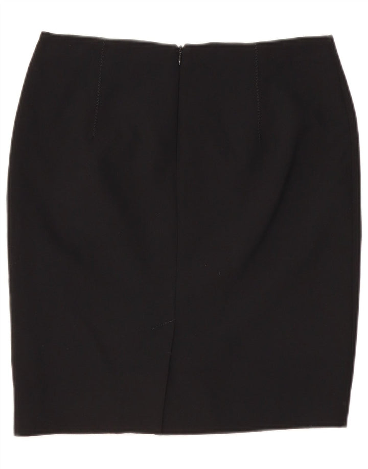 Gonna a tubino da donna VINTAGE UK 10 piccola W29 poliestere nero