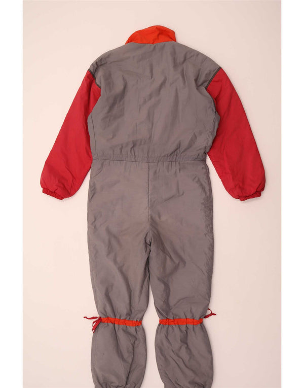 Tuta da sci vintage da uomo vestibilità ampia IT 46 Small in cotone color block grigio