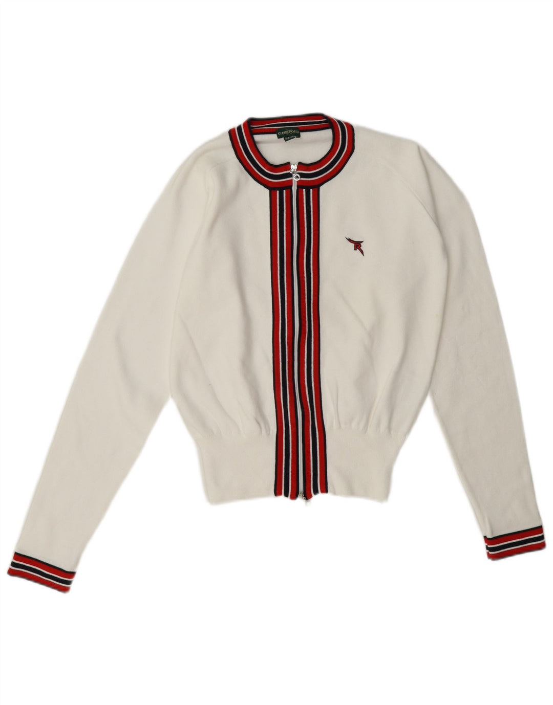 Maglione cardigan con zip intera Chervo da donna IT 46 Large White Colourblock