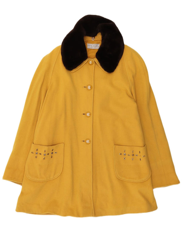 Soprabito vintage da donna UK 14 grande in lana color block giallo