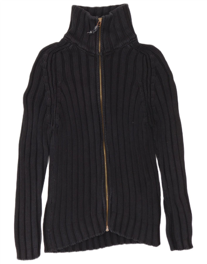 ZARA Maglia Cardigan da Uomo Grande in Cotone Nero