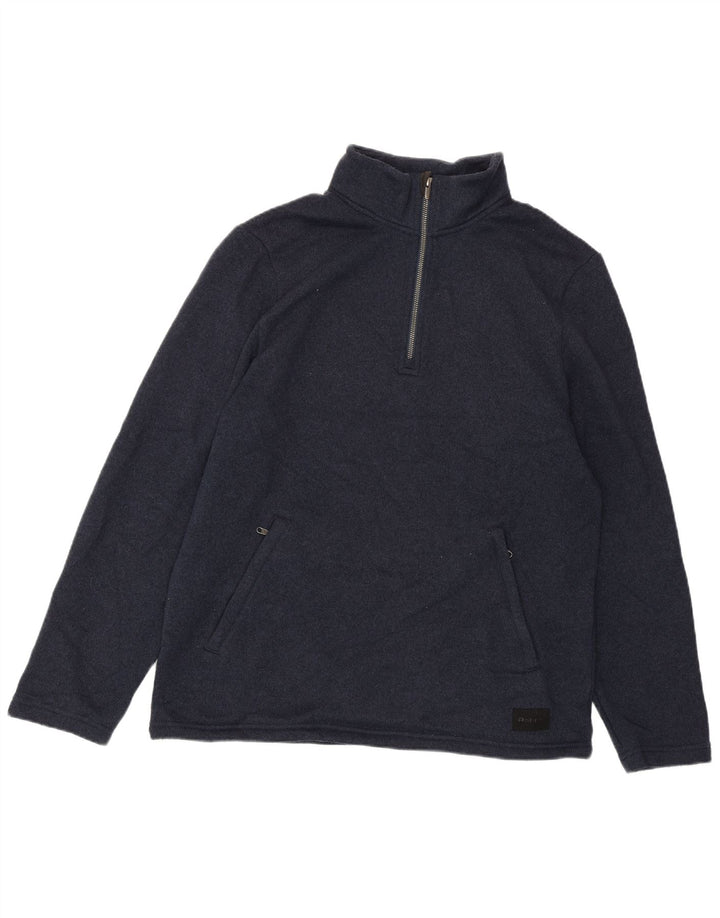 Felpa da uomo con collo con zip ROHAN, maglione medio, blu navy, in poliestere