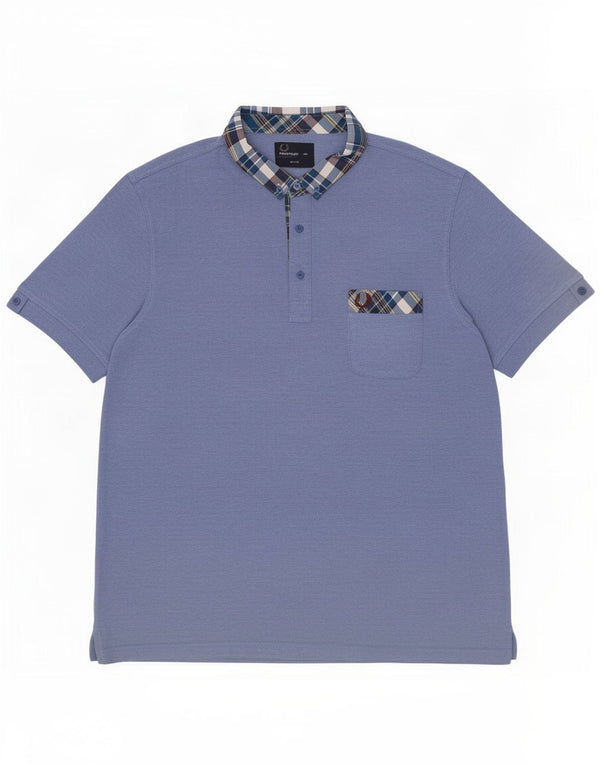 Polo da uomo slim fit Fred Perry 2XL in cotone a quadri blu