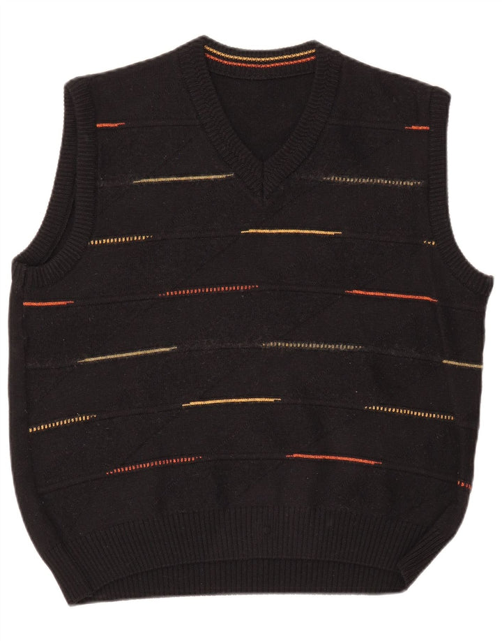 Canotta da donna VINTAGE UK 14 grande lana a righe nere