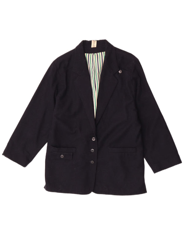Giacca blazer vintage da donna a 3 bottoni UK 16 grande blu navy