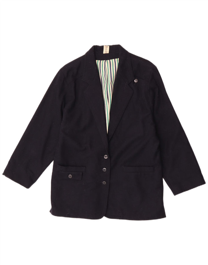 Giacca blazer vintage da donna a 3 bottoni UK 16 grande blu navy
