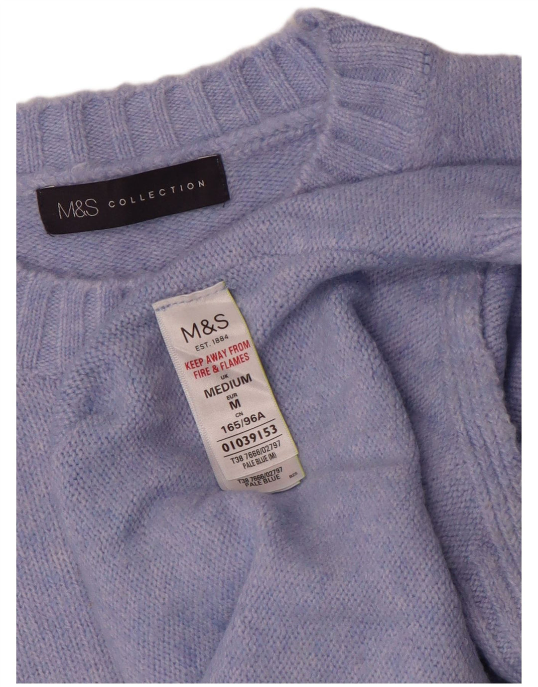 Maglione maglione girocollo da donna Marks & Spencer UK 14 Acrilico blu medio