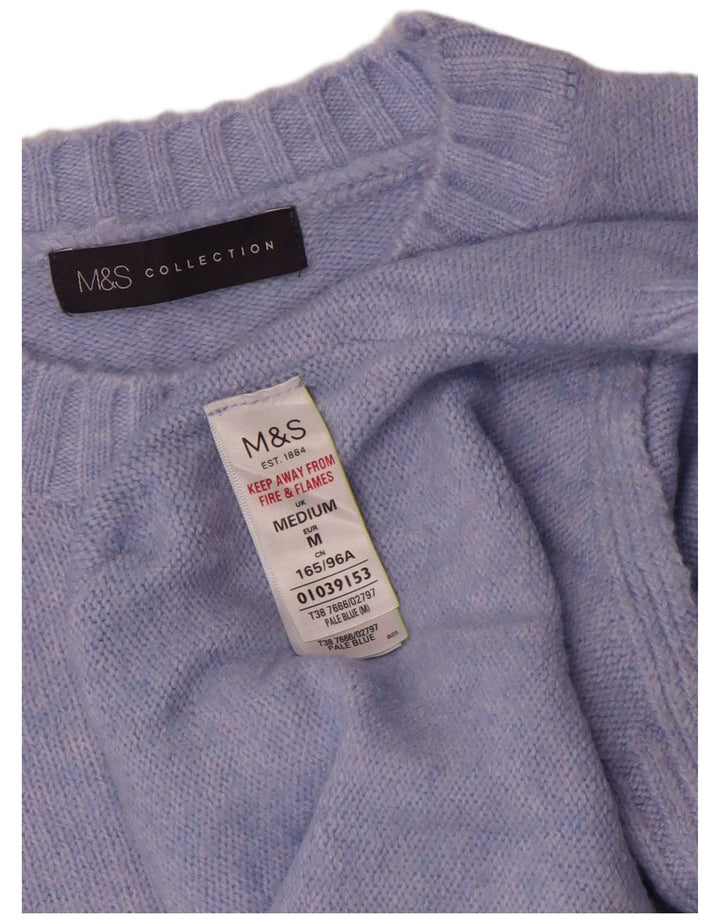 Maglione maglione girocollo da donna Marks & Spencer UK 14 Acrilico blu medio