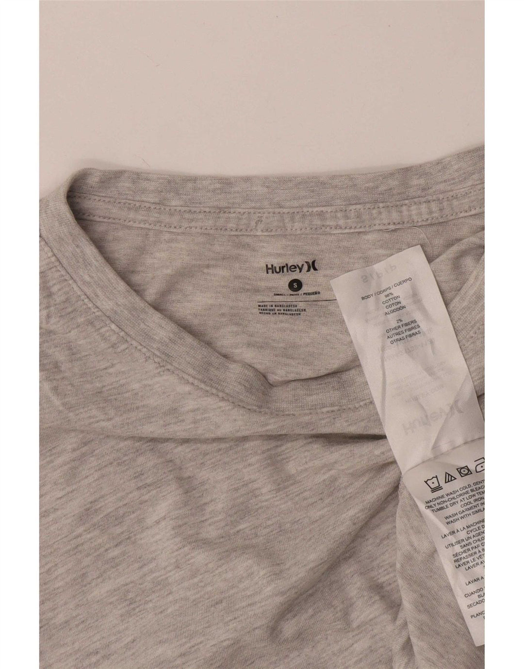 Top grafico da uomo Hurley a maniche lunghe in cotone grigio piccolo
