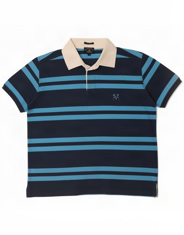 Polo da rugby da uomo slim fit Amerigo Vespucci medio a righe blu navy