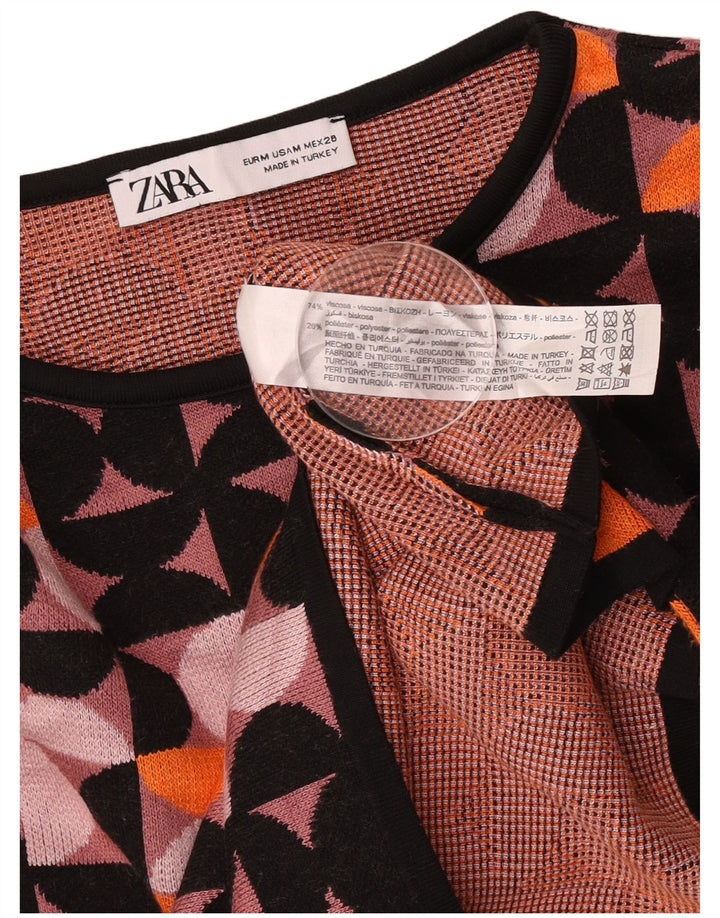 Top corto da donna Zara a maniche lunghe UK 12 medio multicolore geometrico