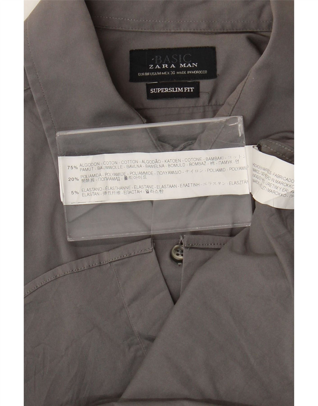 Camicia Zara da uomo super slim fit in cotone grigio medio