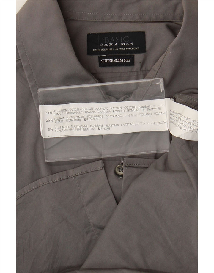 Camicia Zara da uomo super slim fit in cotone grigio medio