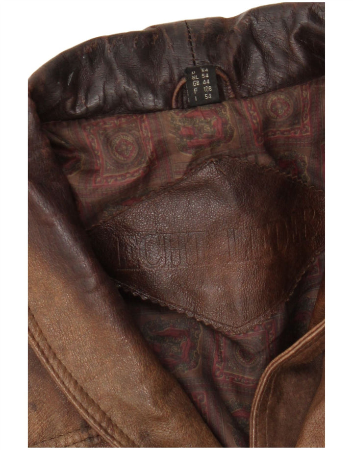Giacca in pelle vintage da uomo UK 44 2XL Pelle marrone