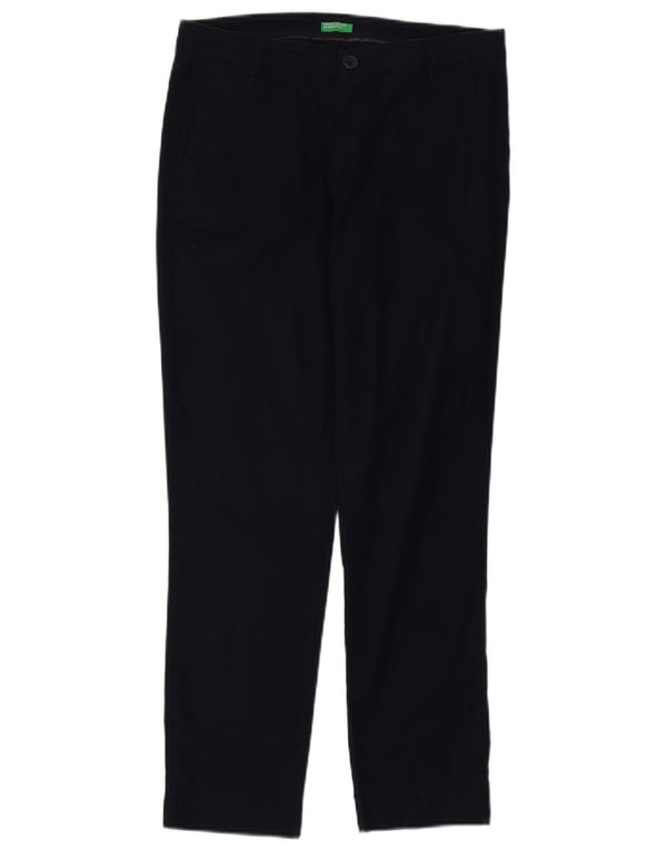 Pantaloni chino slim da donna Benetton UK 10 Small W30 L27 Cotone blu navy