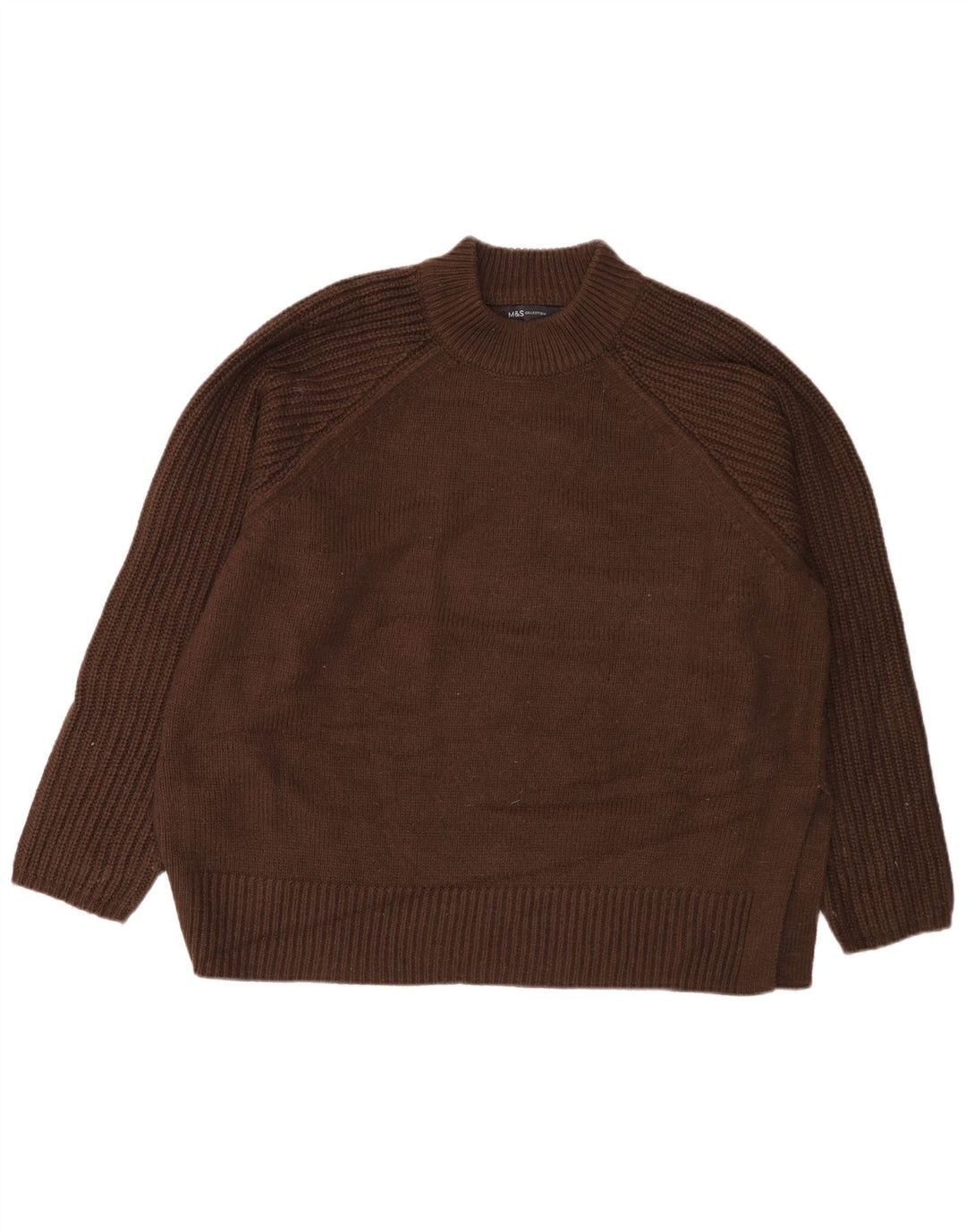 Maglione maglione a collo alto da donna Marks & Spencer UK 16 grande acrilico marrone